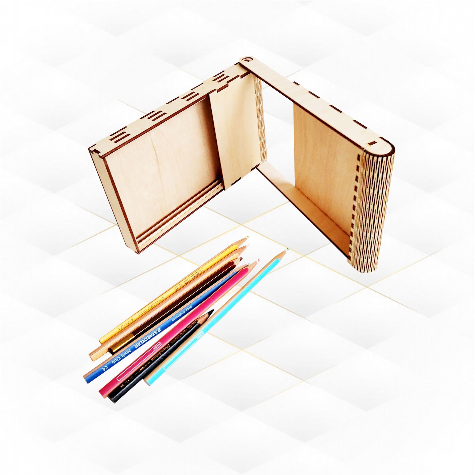 Gift pencils box case svg dxf vector design for laser cut 3D print model_3