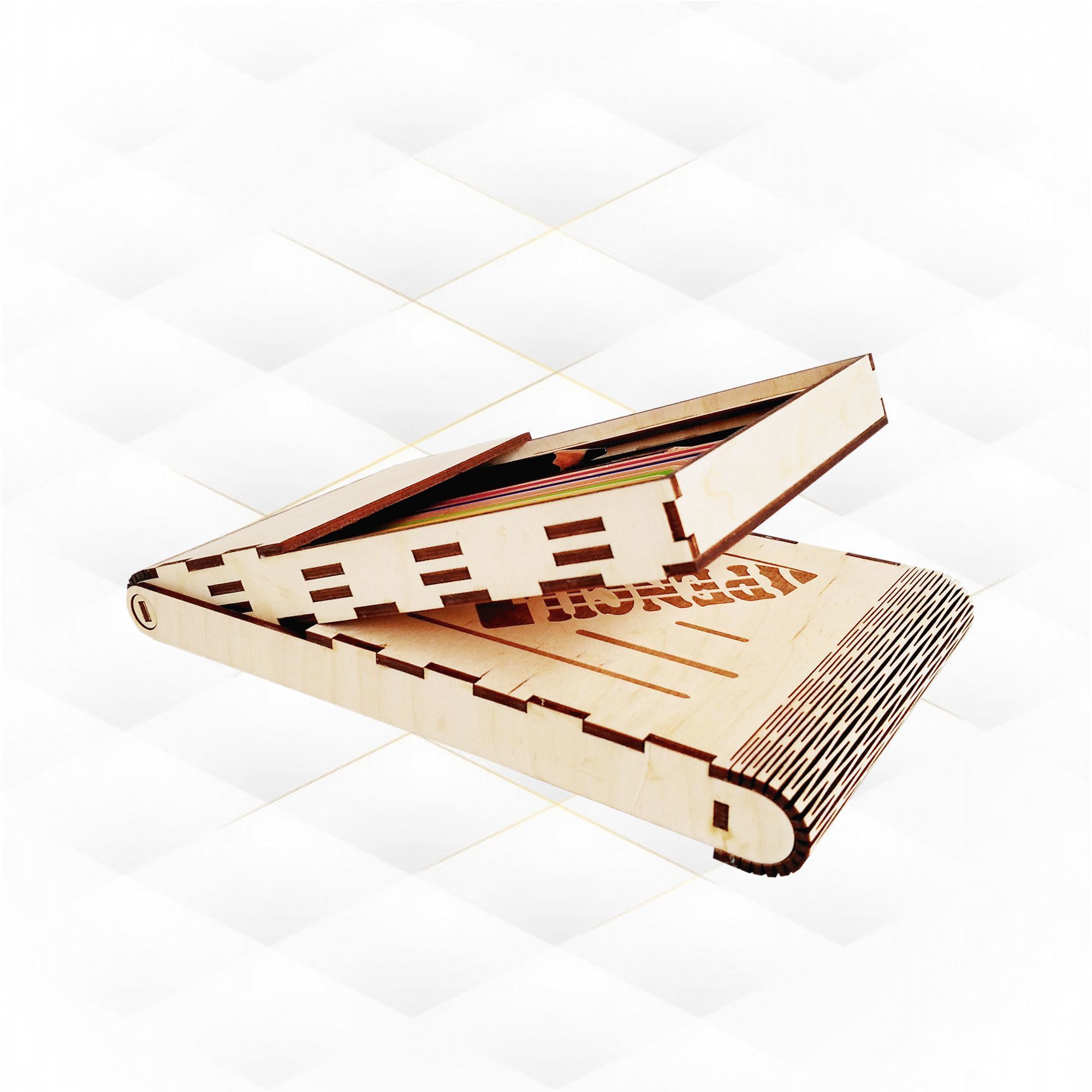 Gift pencils box case svg dxf vector design for laser cut 3D print model_5