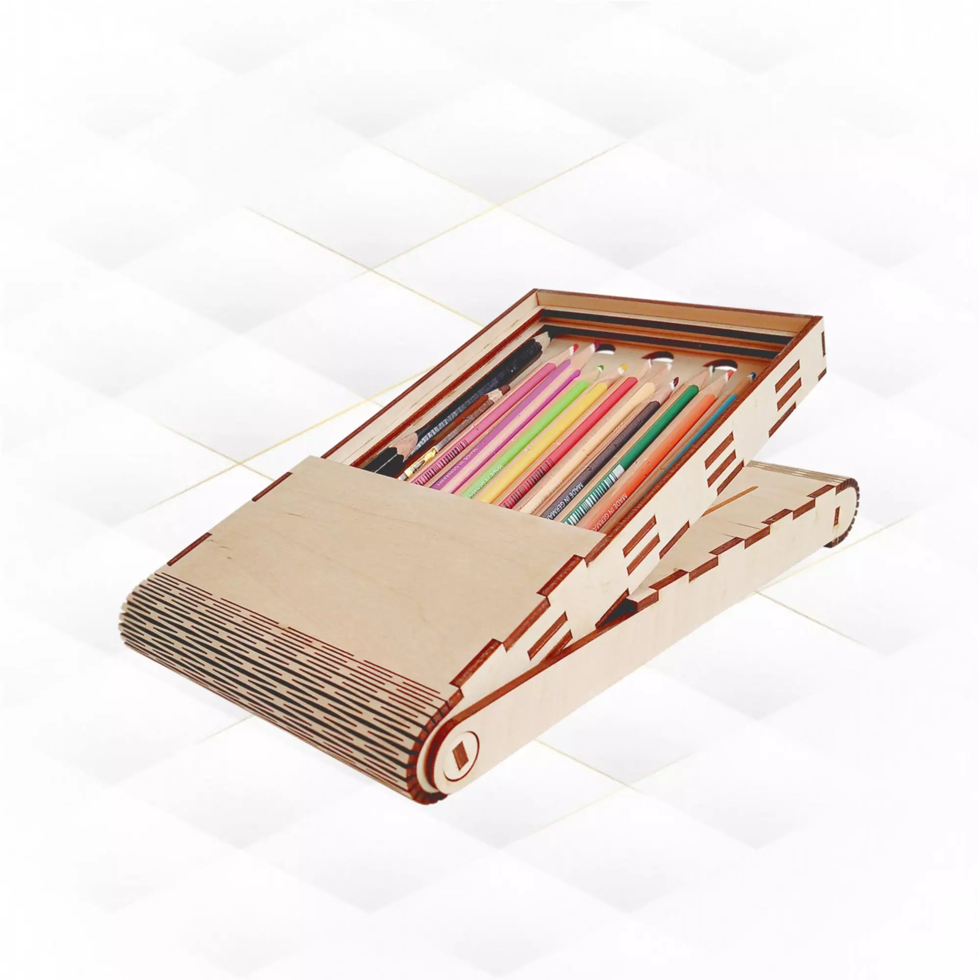 Gift pencils box case svg dxf vector design for laser cut 3D print model_0