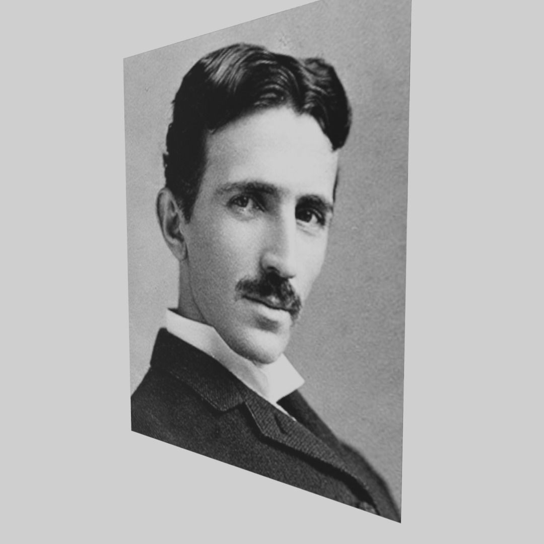 Nikola Tesla portrait Low-poly 3D model_7