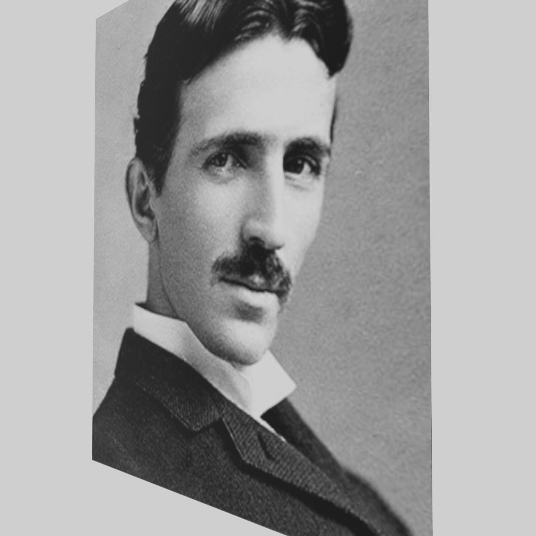 Nikola Tesla portrait Low-poly 3D model_8