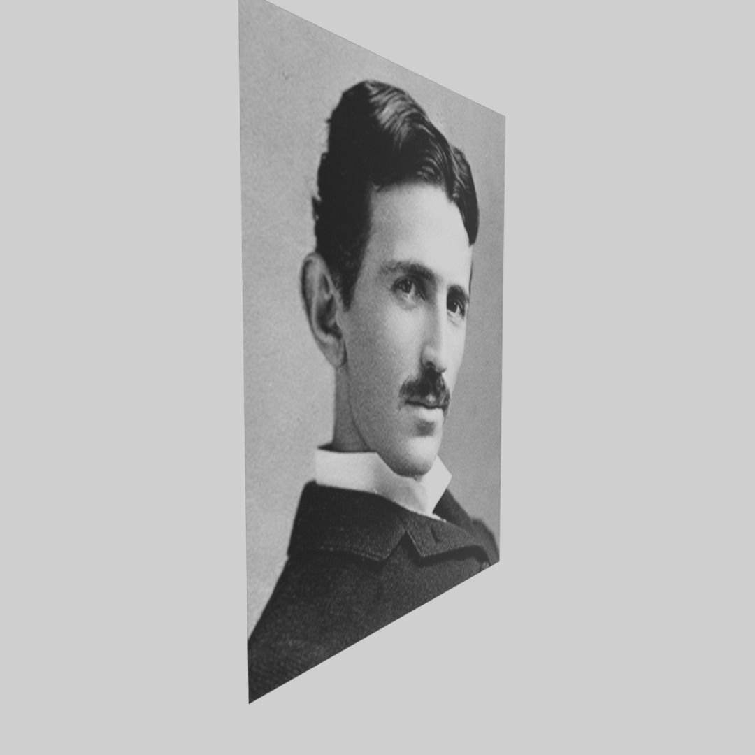 Nikola Tesla portrait Low-poly 3D model_9