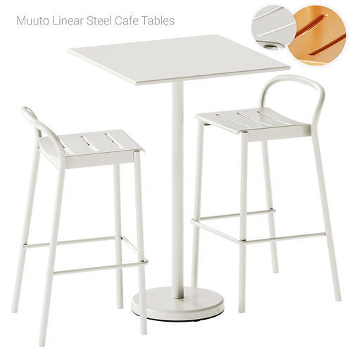 Muuto Linear Steel Cafe Table Square  Round and Bar Stool 3D model