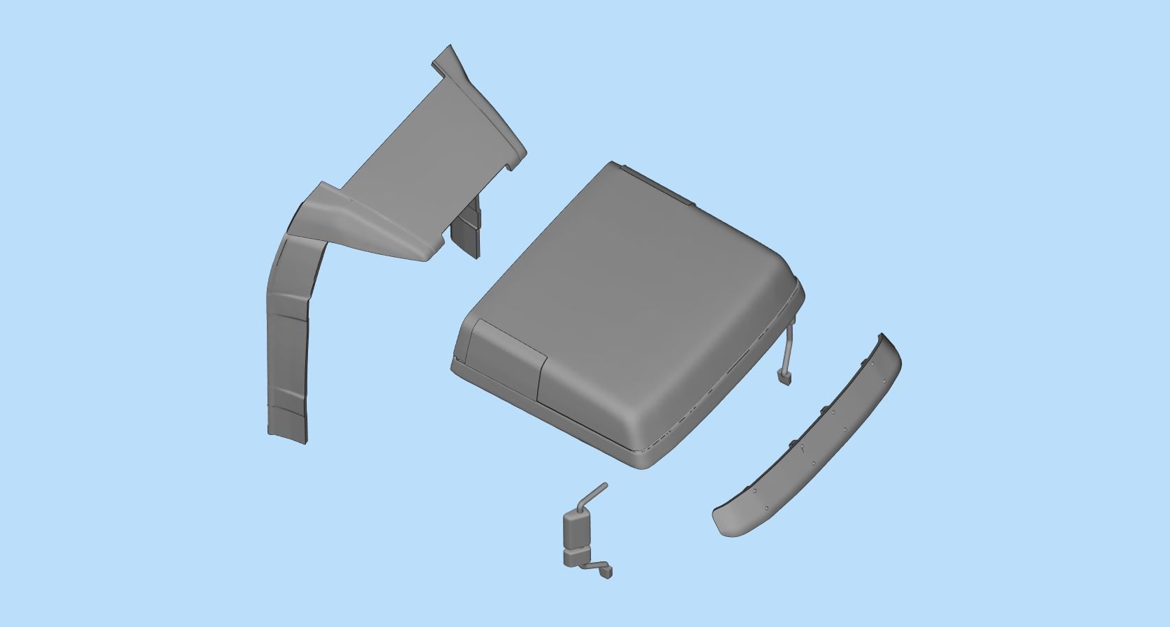 High part RC truck Cab Sunvisor Wind Deflector  3D print model_7