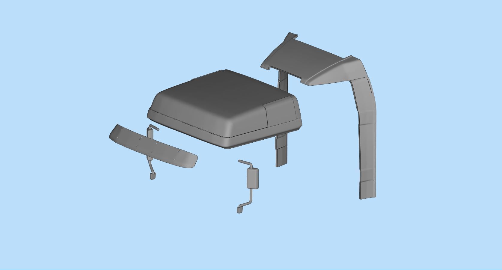 High part RC truck Cab Sunvisor Wind Deflector  3D print model_1