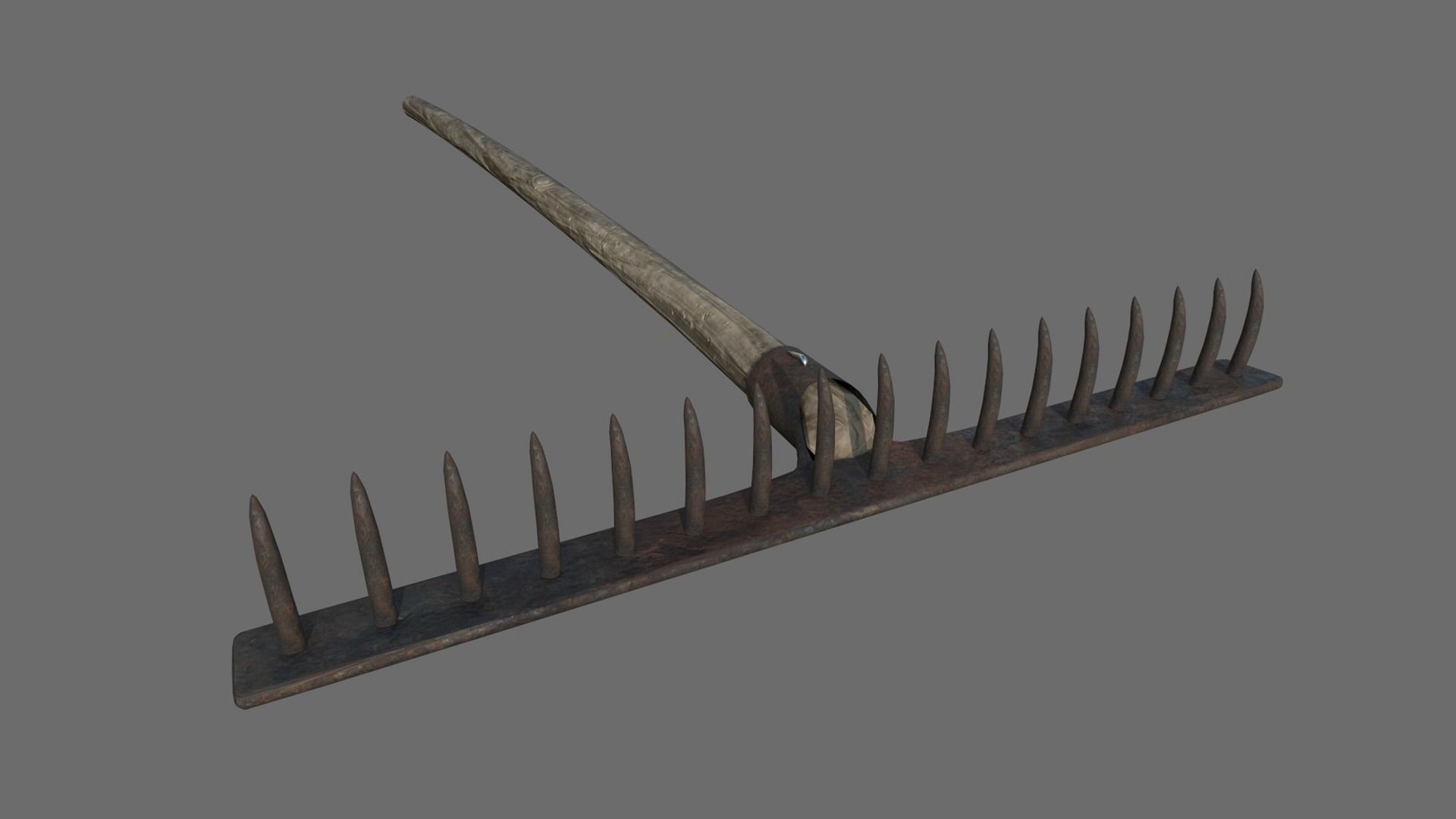 Metal Rake Drawing 3D Old Metal Rake 3D model | CGTrader