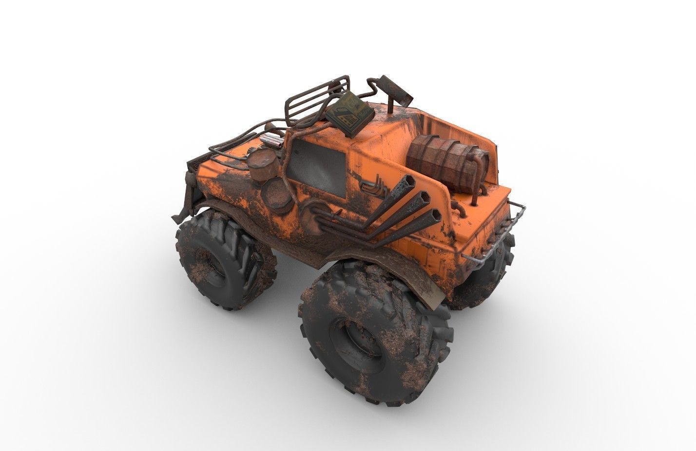 Rusty Truck Low-poly 3D model_4