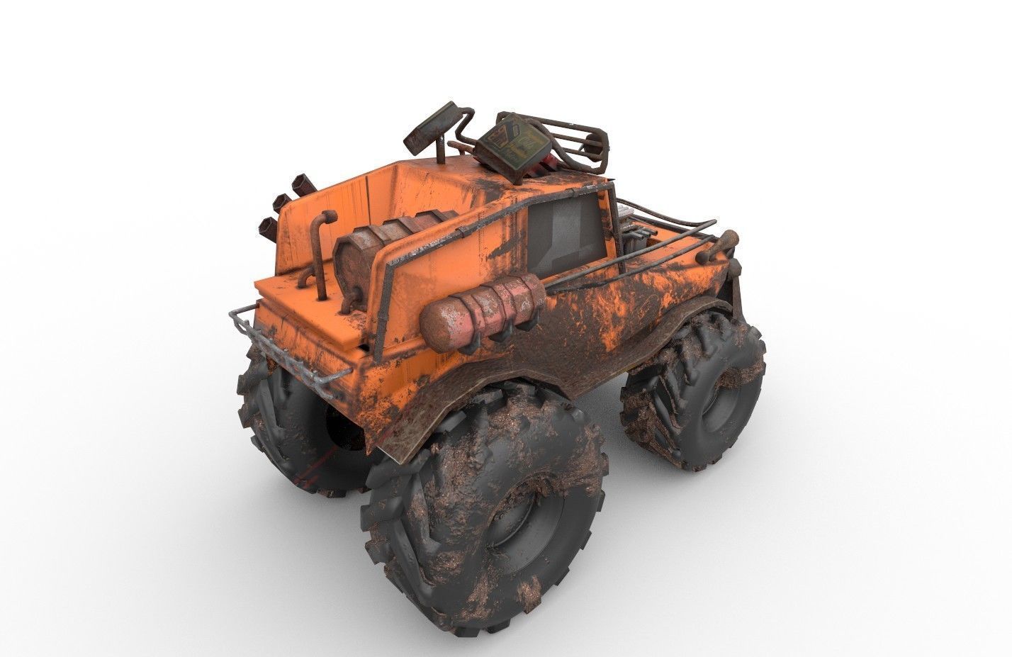 Rusty Truck Low-poly 3D model_5