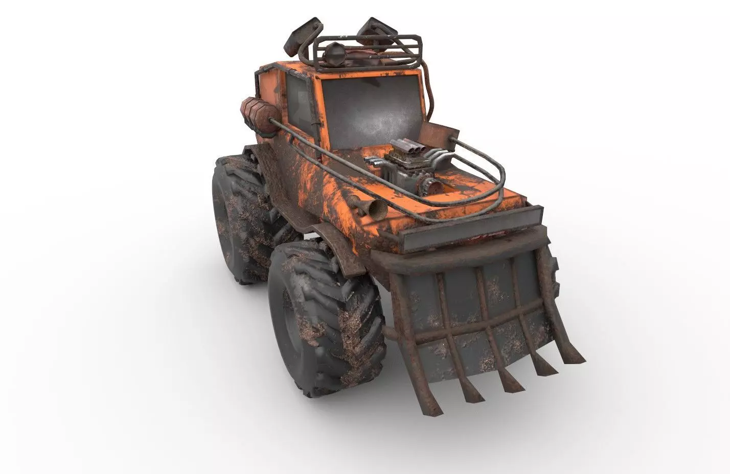 Rusty Truck Low-poly 3D model_0