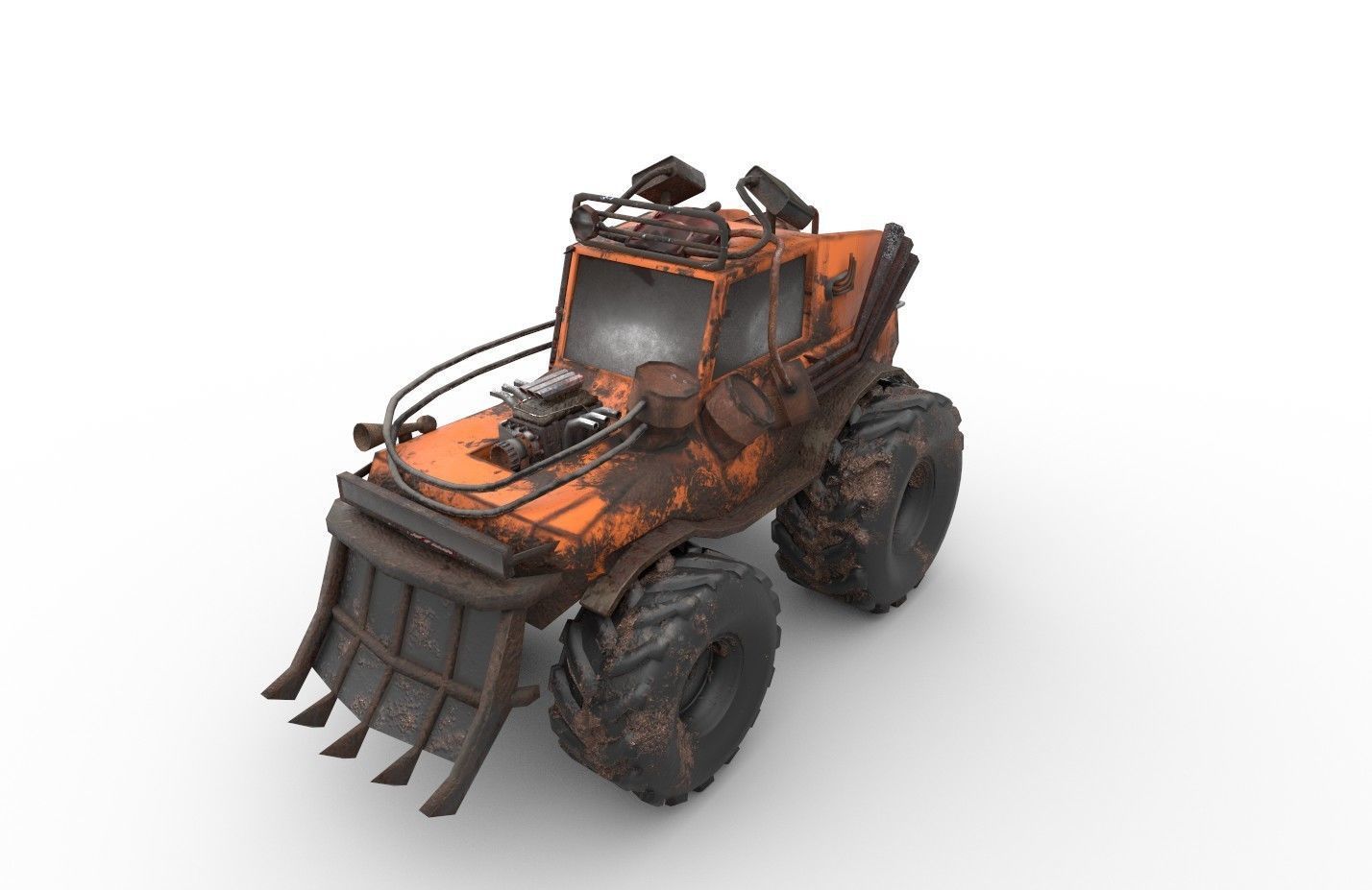 Rusty Truck Low-poly 3D model_1
