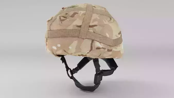 Military combat helmet with camouflage cover 3D model