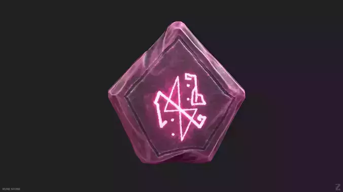Rune stone Low-poly 3D model