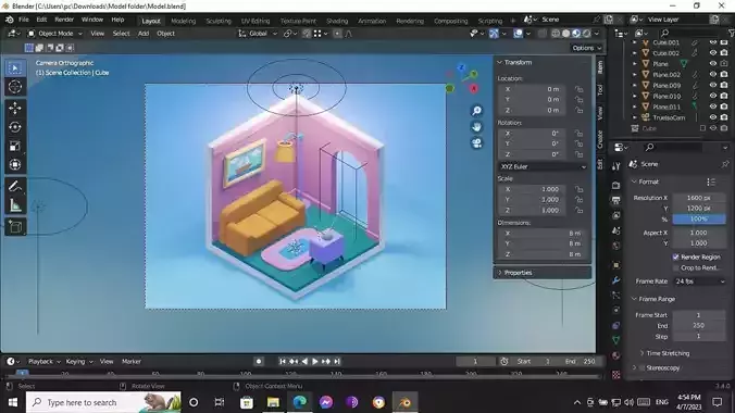 LOWPOLY Living room Low-poly 3D model