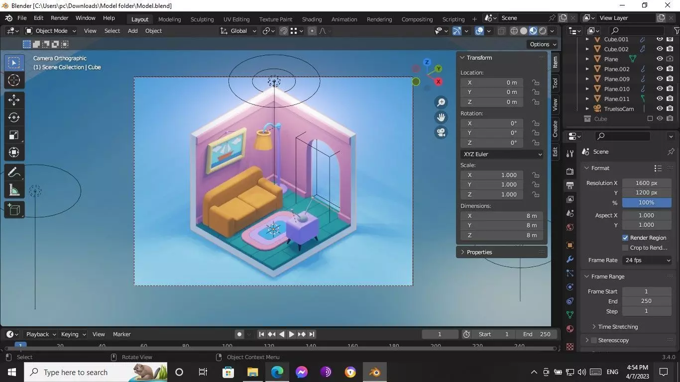 LOWPOLY Living room Low-poly 3D model Low-poly 3D model_0