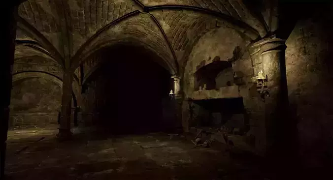 Modular Dungeon Catacomb Low-poly 3D model
