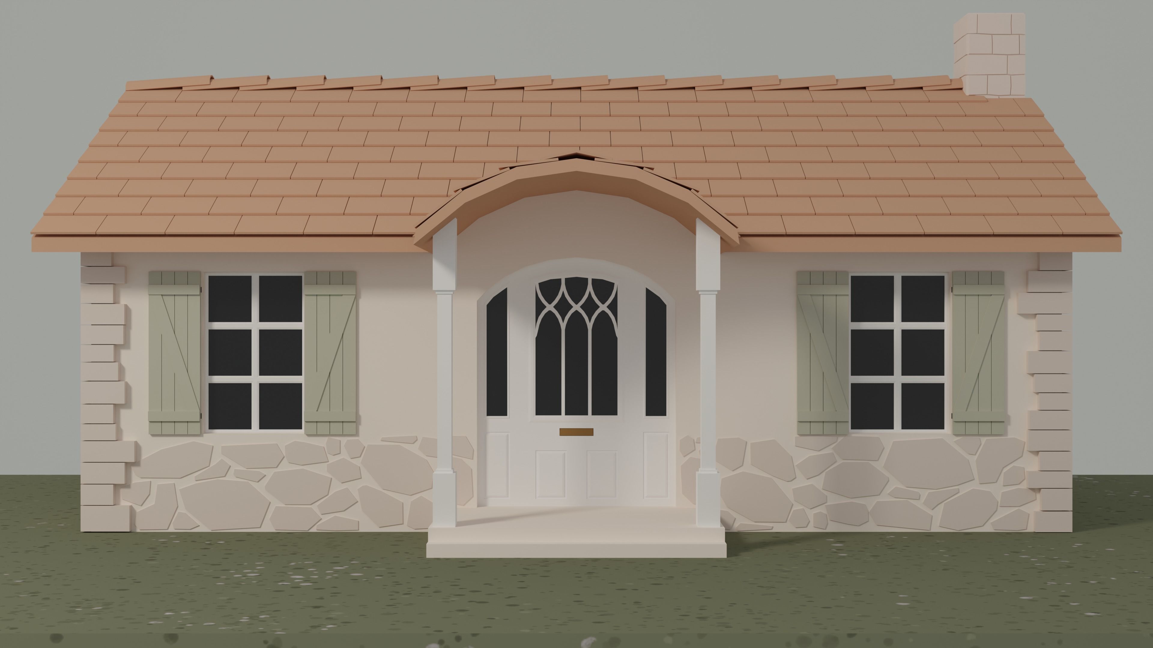 Cottage Low-poly 3D model_3