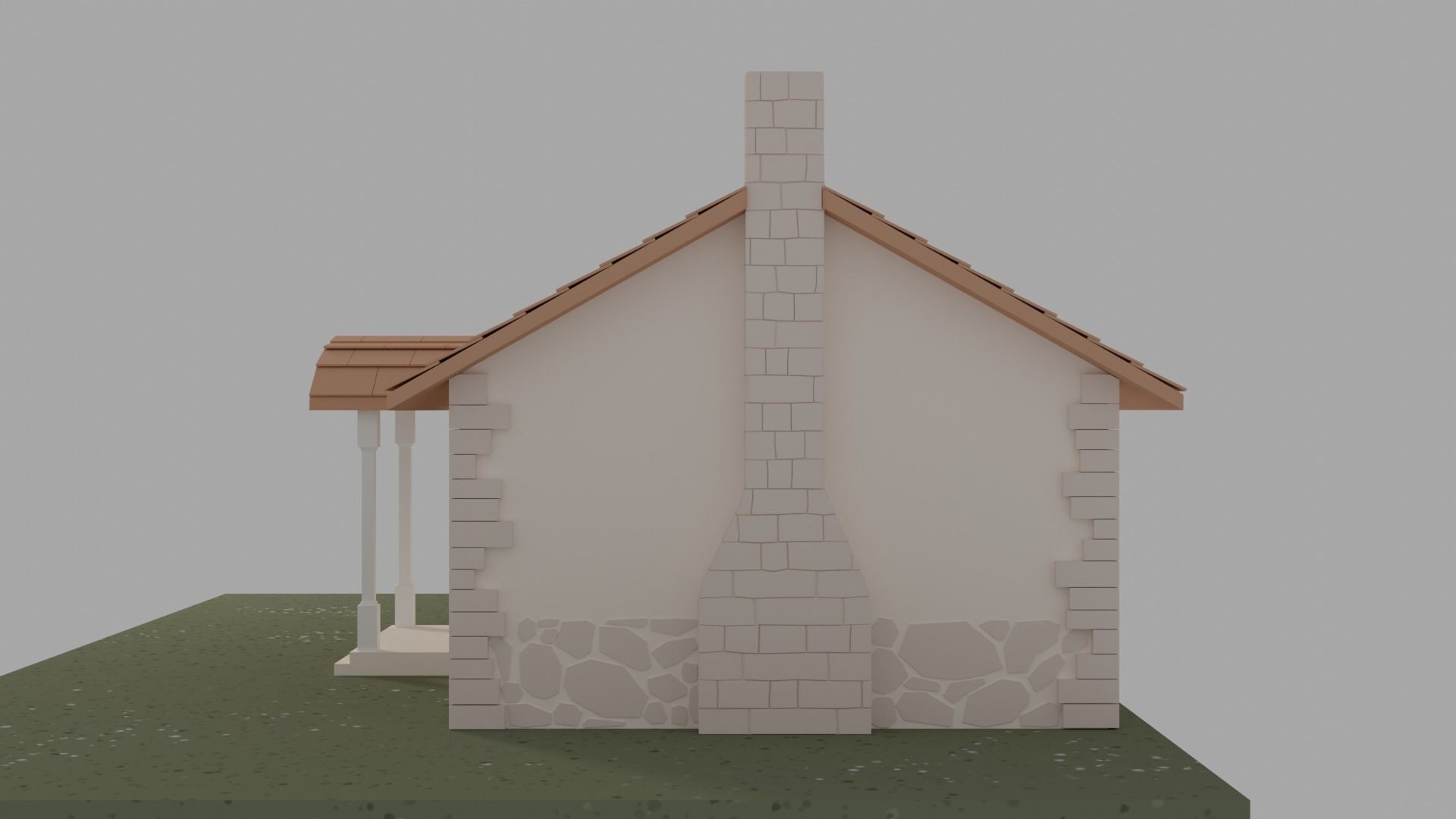Cottage Low-poly 3D model_6