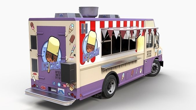 Ice Cream truck Freightliner Low-poly 3D model 7