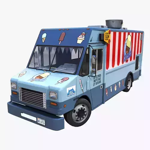 Ice Cream truck Freightliner Low-poly 3D model