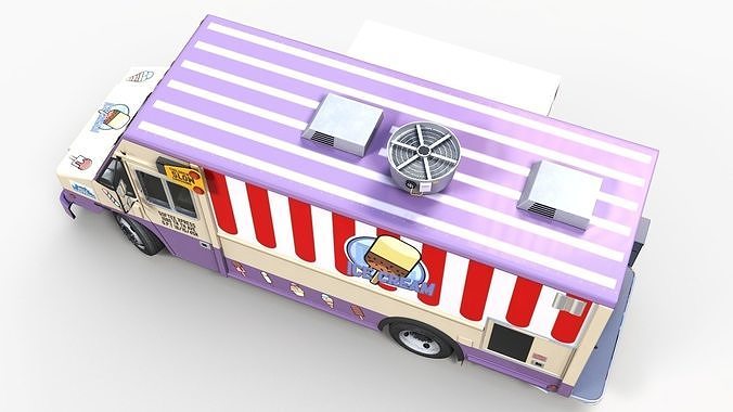 Ice Cream truck Freightliner Low-poly 3D model 6