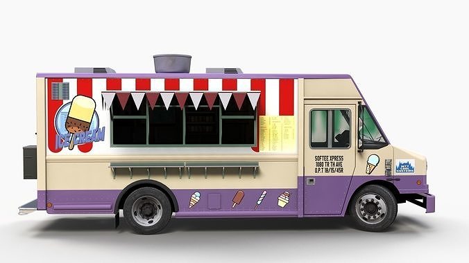 Ice Cream truck Freightliner Low-poly 3D model 4