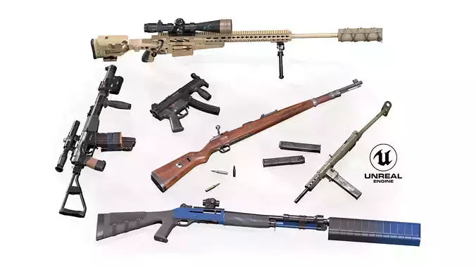 Weapon Pack Low-poly 3D model