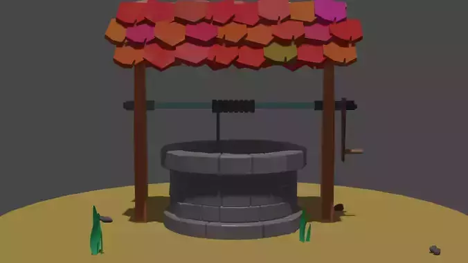 Low Poly Well 3D Model Low-poly 3D model