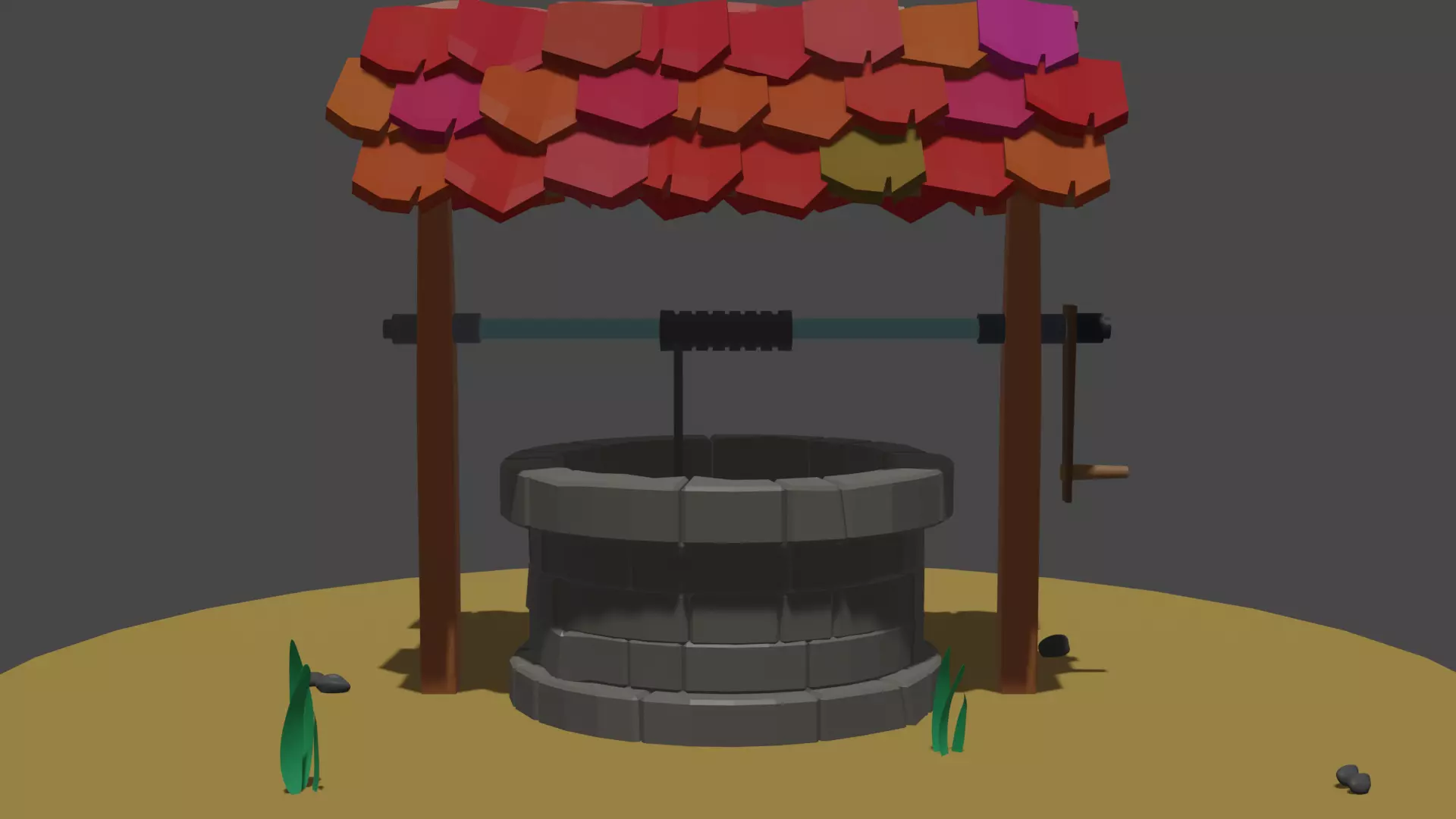 Low Poly Well 3D Model Low-poly 3D model
