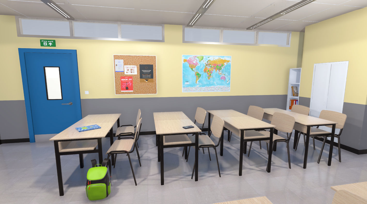 High school classroom Low-poly 3D model_15
