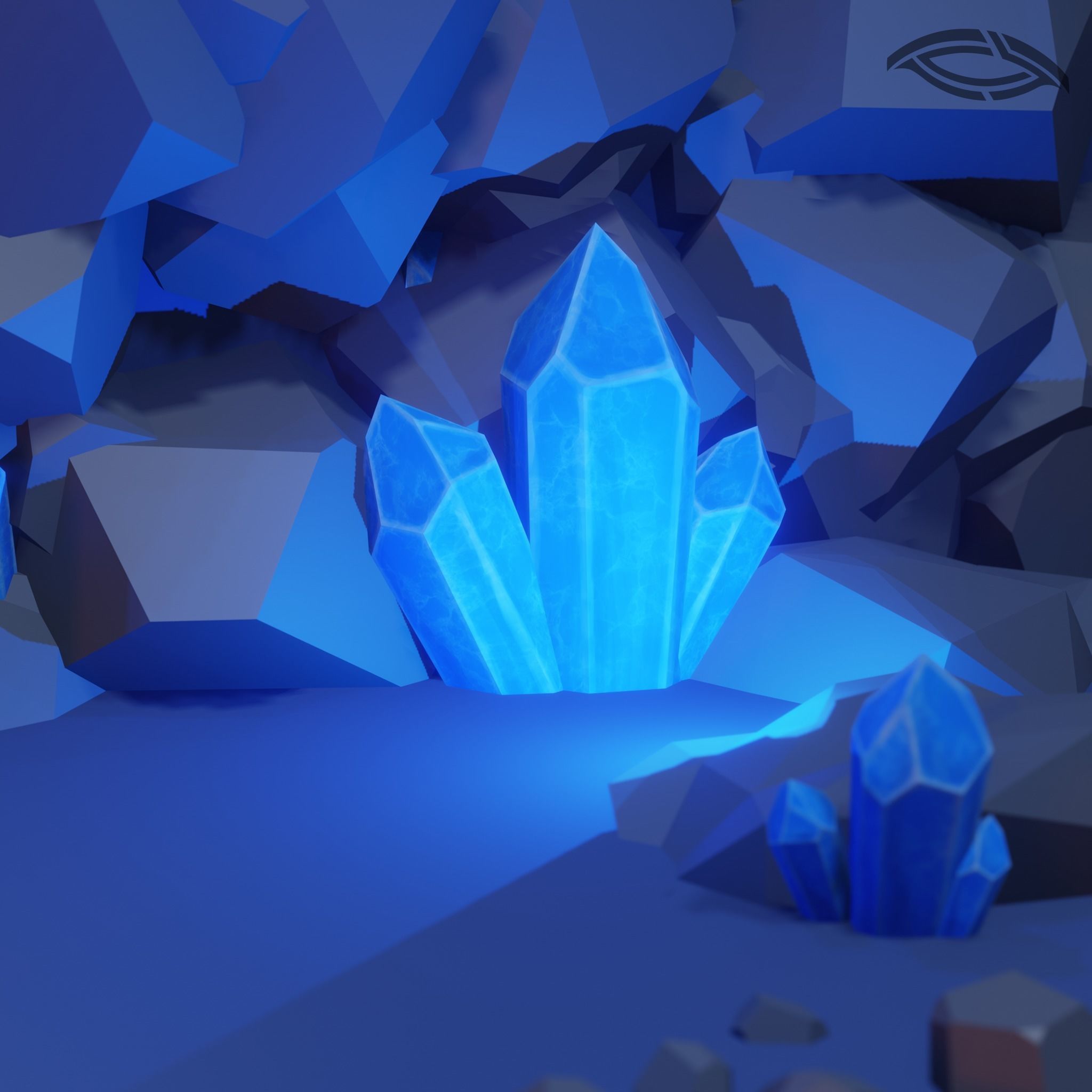 Simple stylized low poly crystal 3D model_1