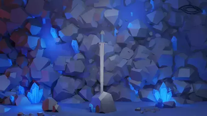 Simple stylized low poly crystal