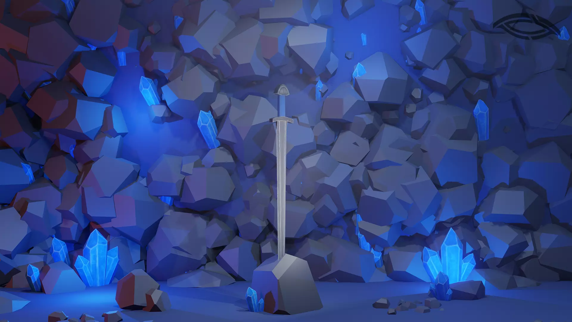 Simple stylized low poly crystal 3D model_0