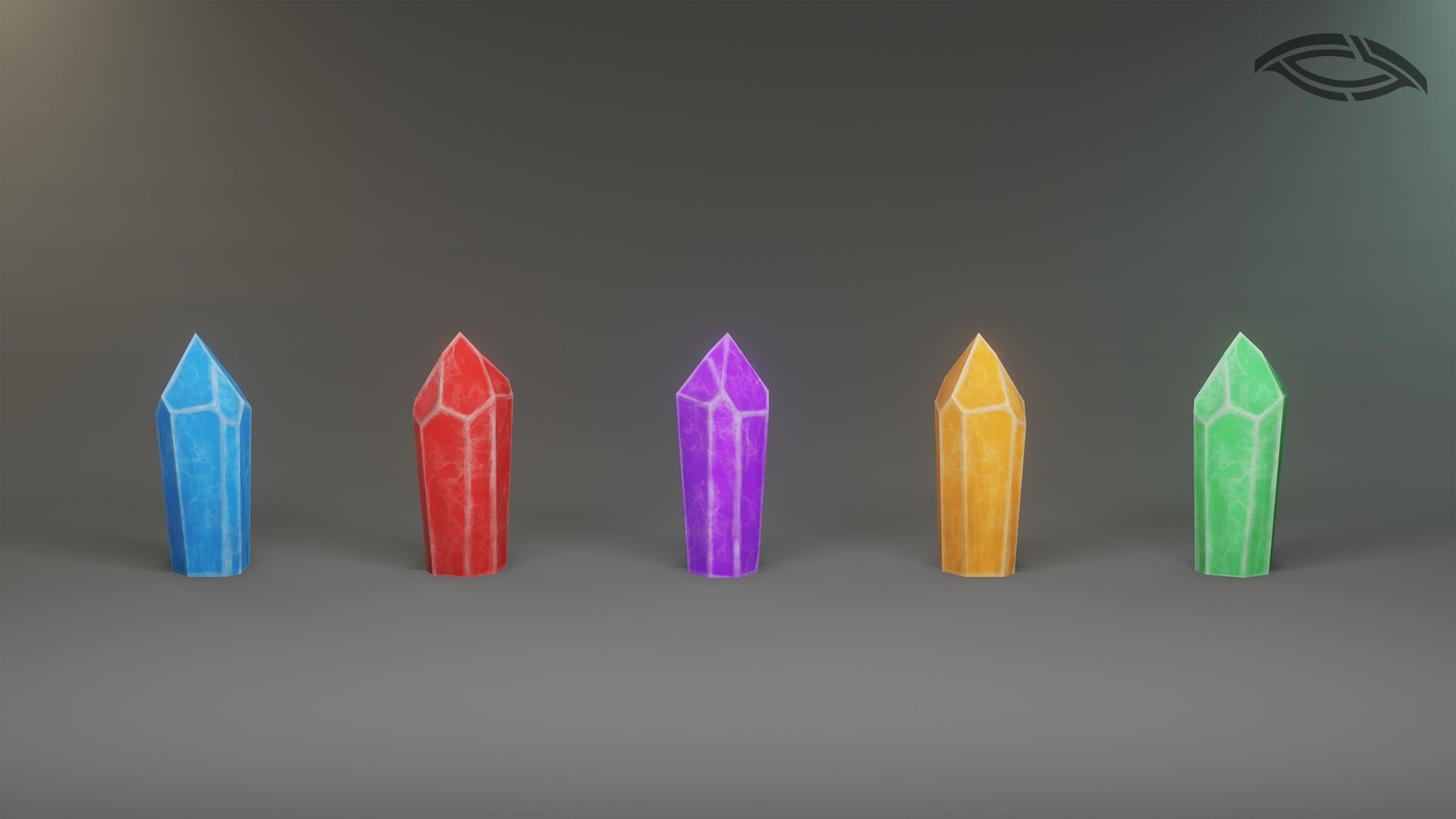 Simple stylized low poly crystal 3D model_2
