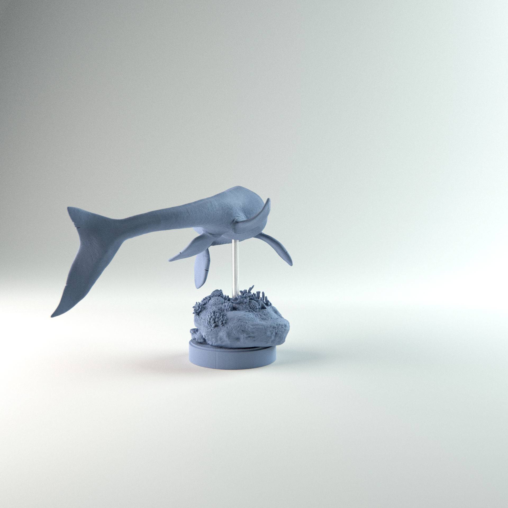 Tylosaurus swimming 1-35 scale pre-supported 3D print model_9
