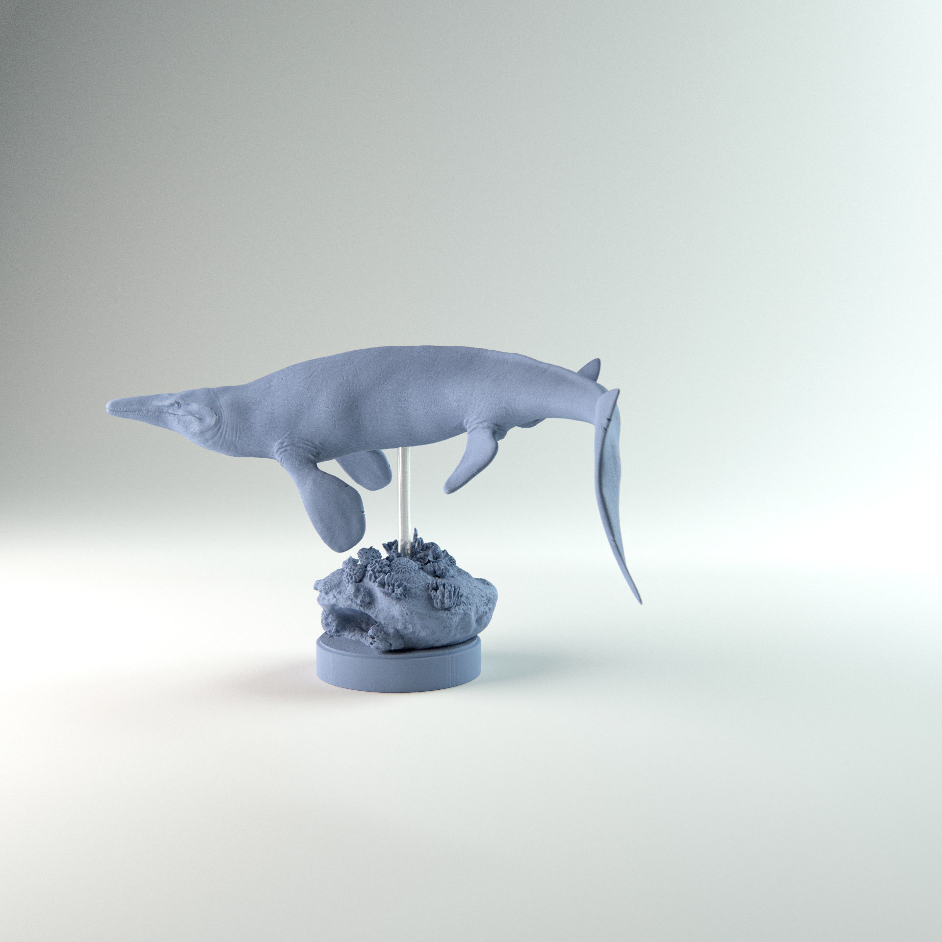 Tylosaurus swimming 1-35 scale pre-supported 3D print model_11