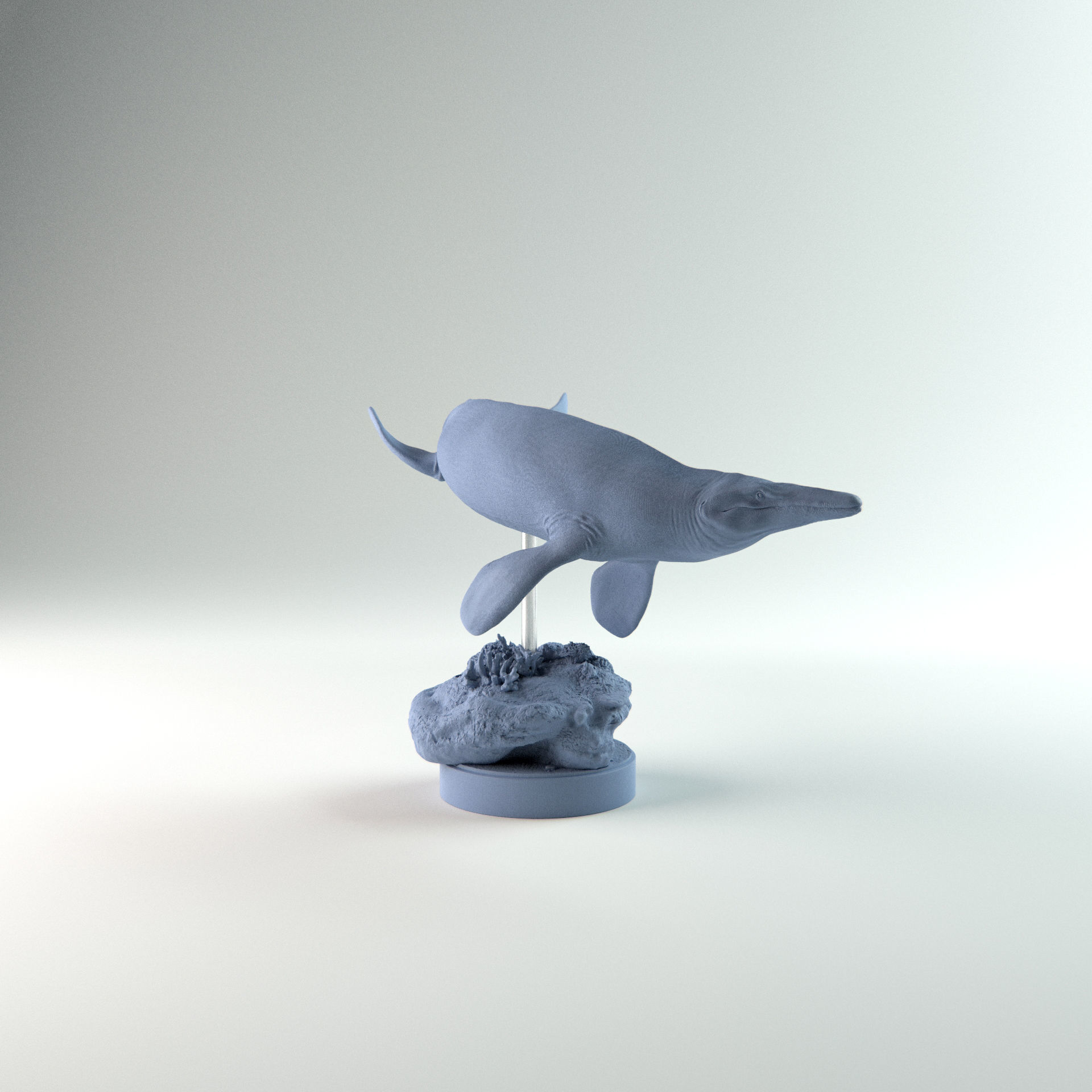 Tylosaurus swimming 1-35 scale pre-supported 3D print model_4