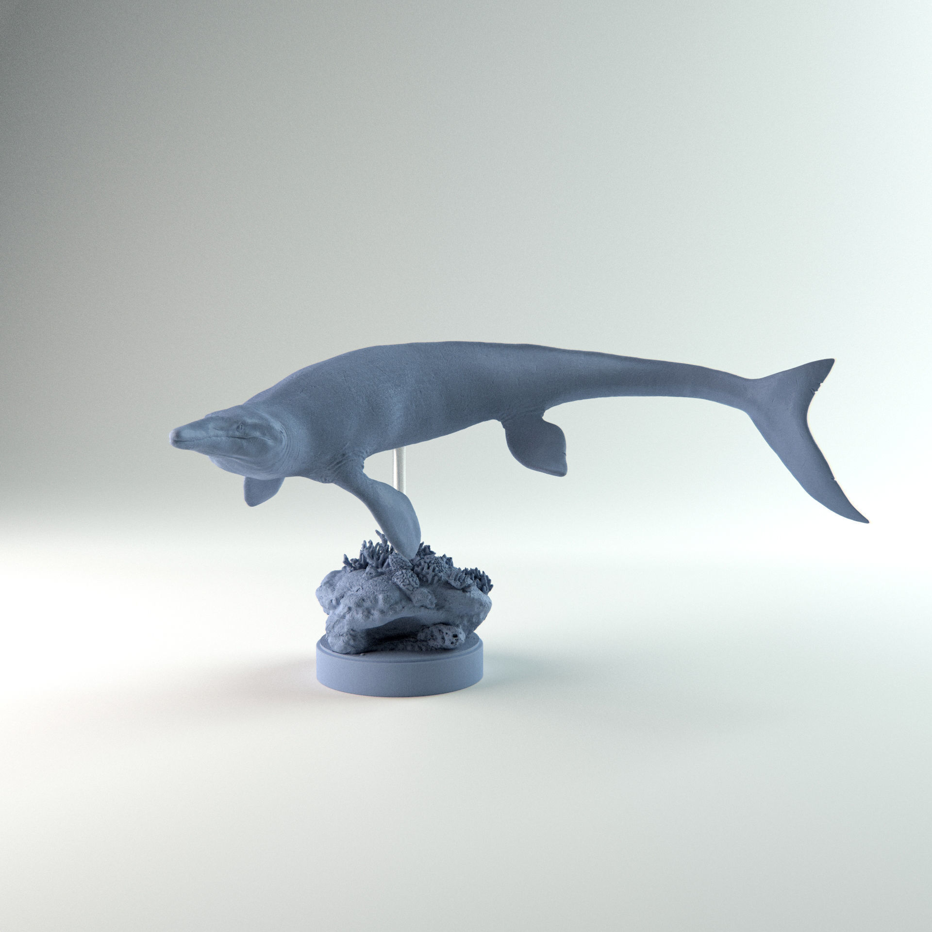 Tylosaurus swimming 1-35 scale pre-supported 3D print model_1