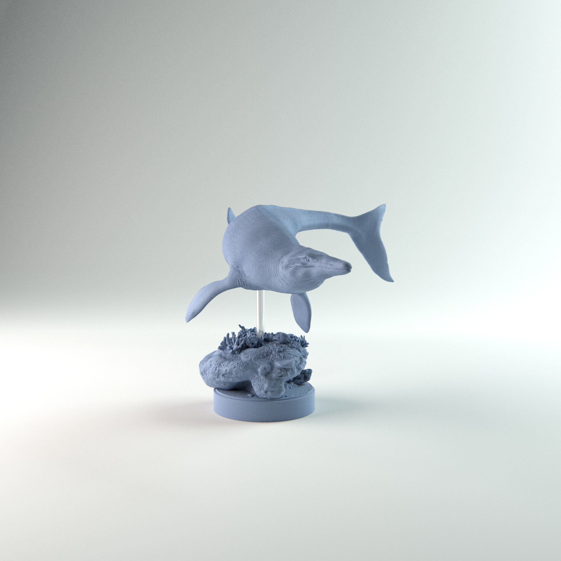 Tylosaurus swimming 1-35 scale pre-supported 3D print model_3