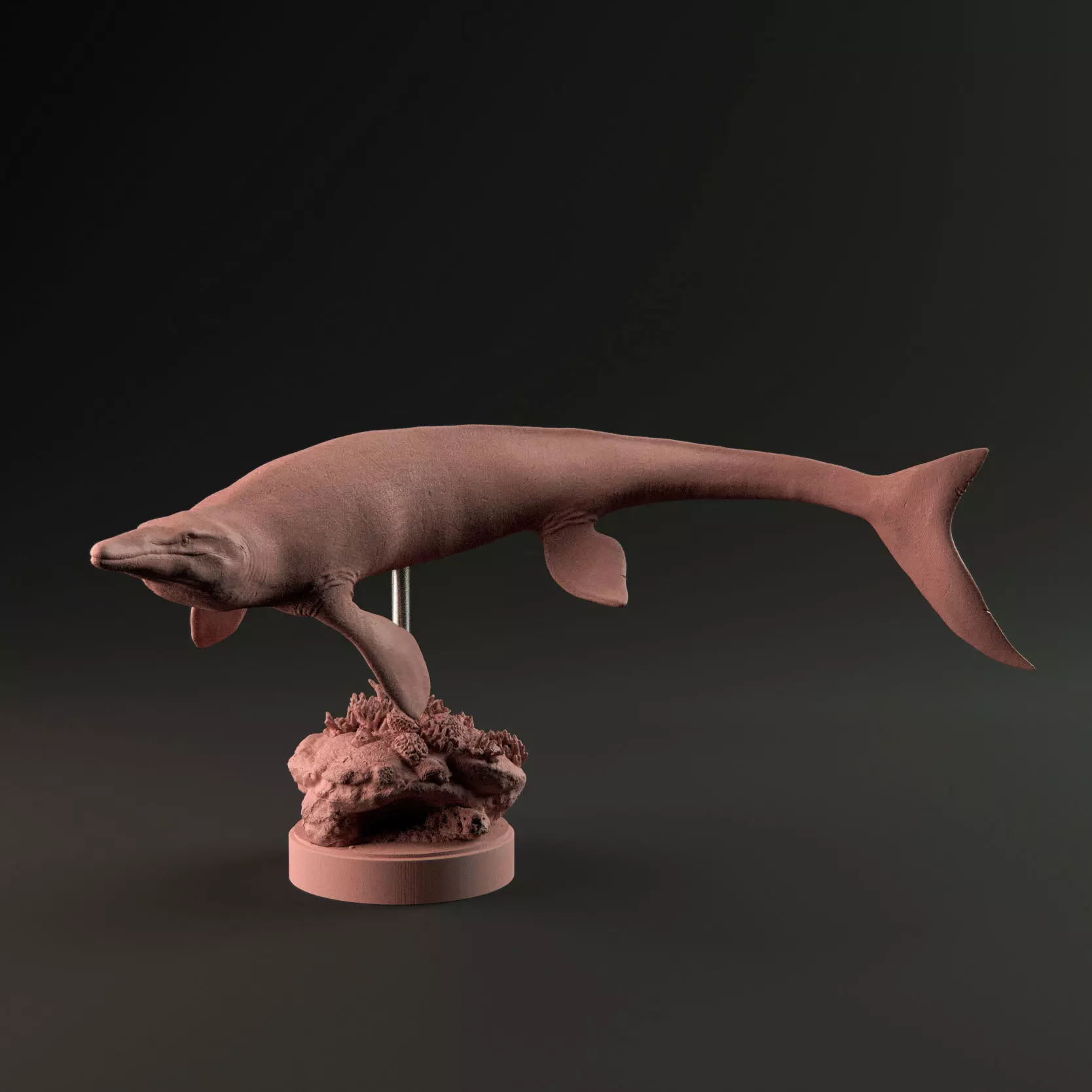 Tylosaurus swimming 1-35 scale pre-supported 3D print model_0