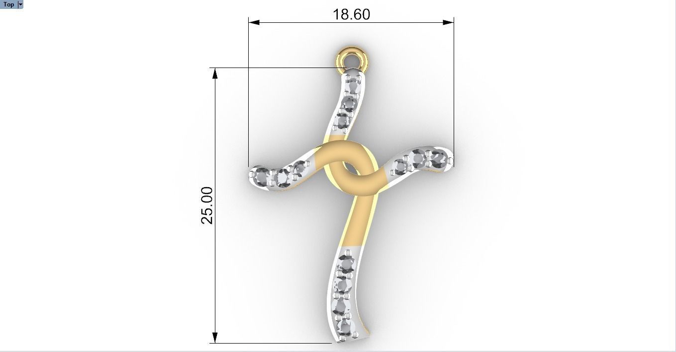 CROSS DIAMOND PENDANT 3D print model_7