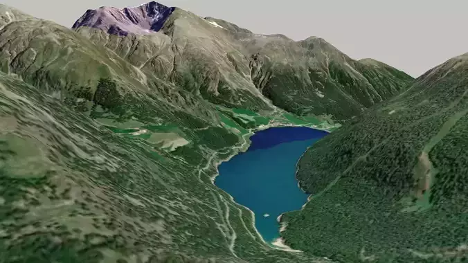 Mountain landscape Lake Vernago Tyrol Italy