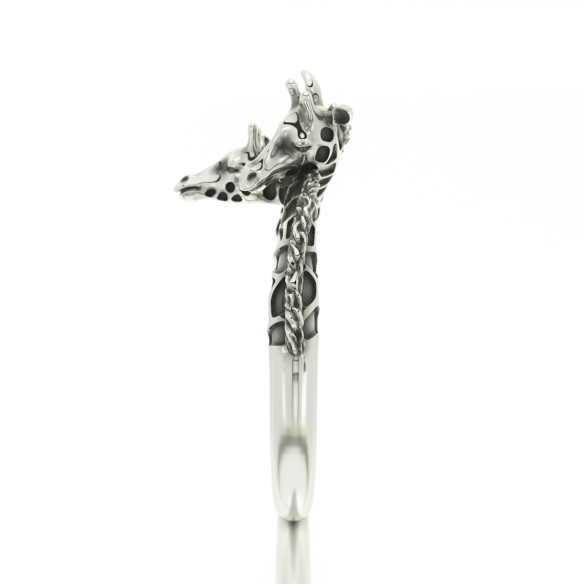 giraffe silver ring 3D print model_3