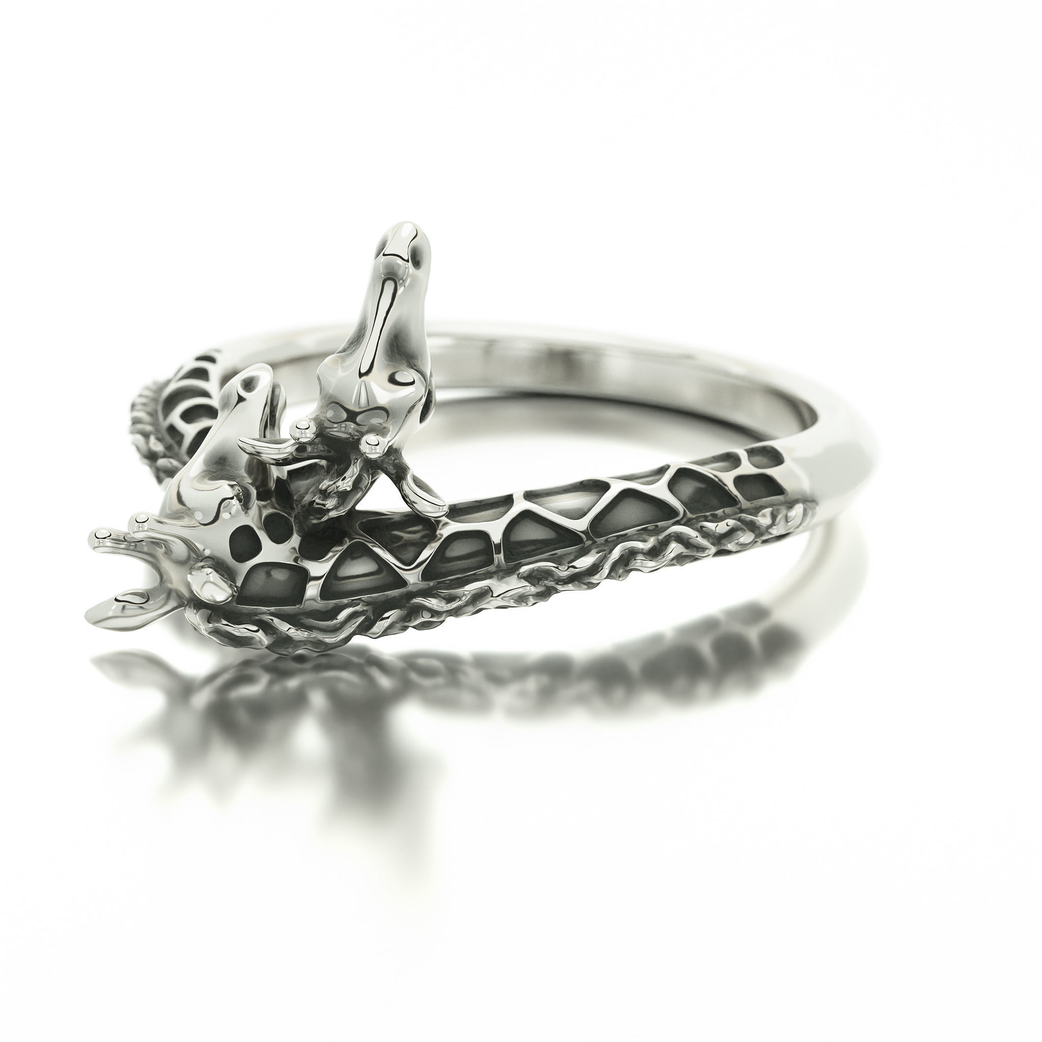 giraffe silver ring 3D print model_6