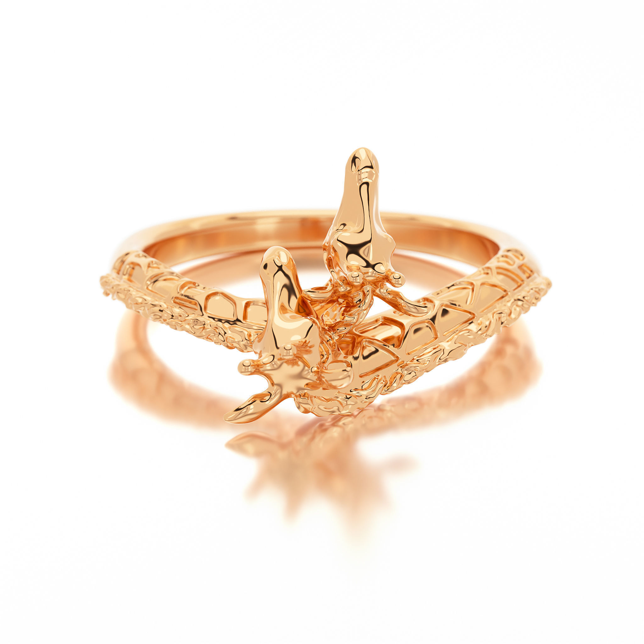 giraffe silver ring 3D print model_17