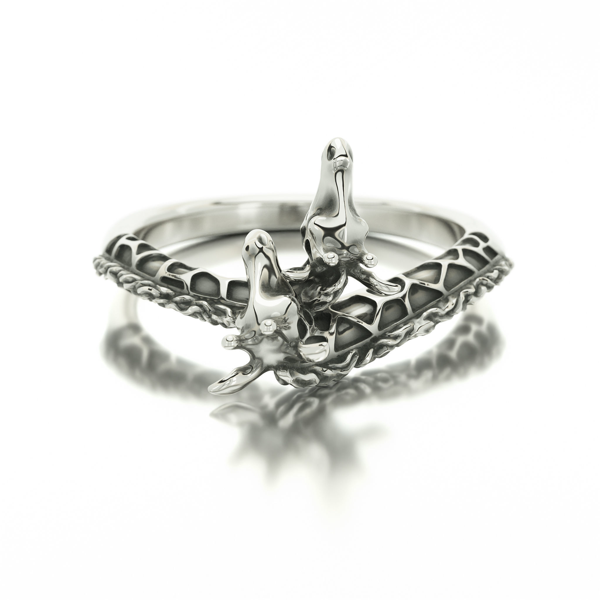 giraffe silver ring 3D print model_5