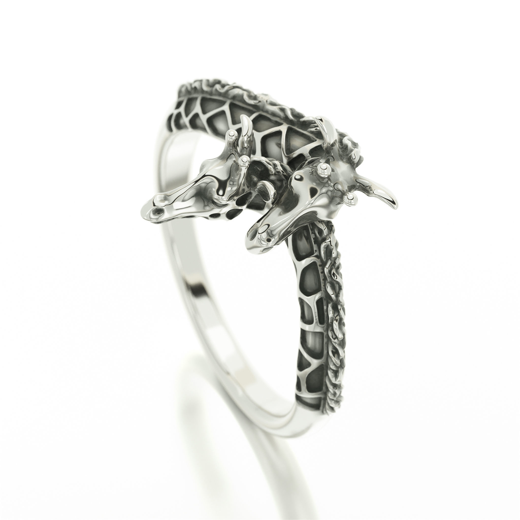 giraffe silver ring 3D print model_4