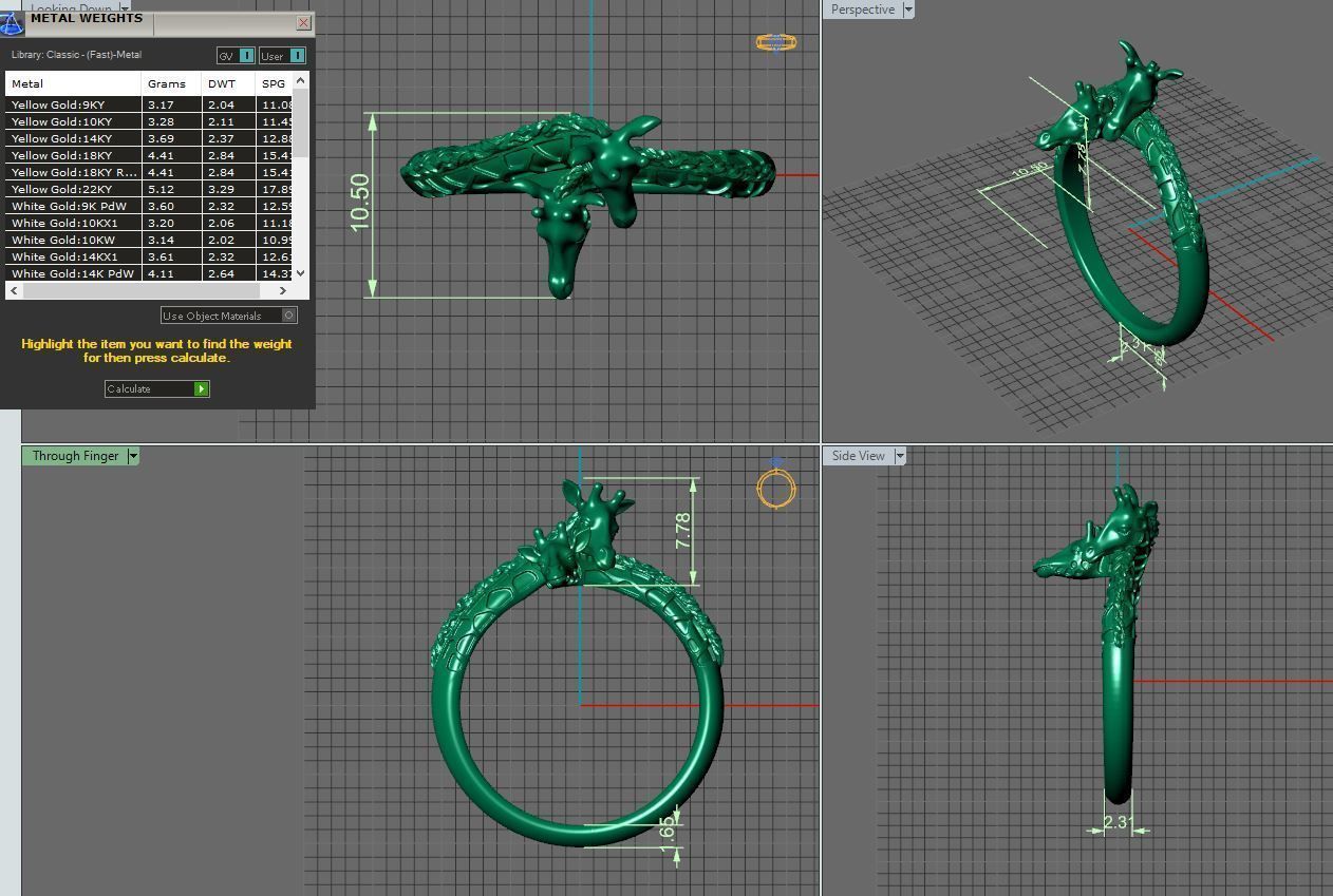 giraffe silver ring 3D print model_19