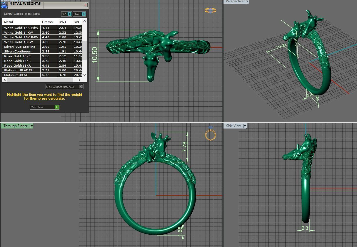 giraffe silver ring 3D print model_20