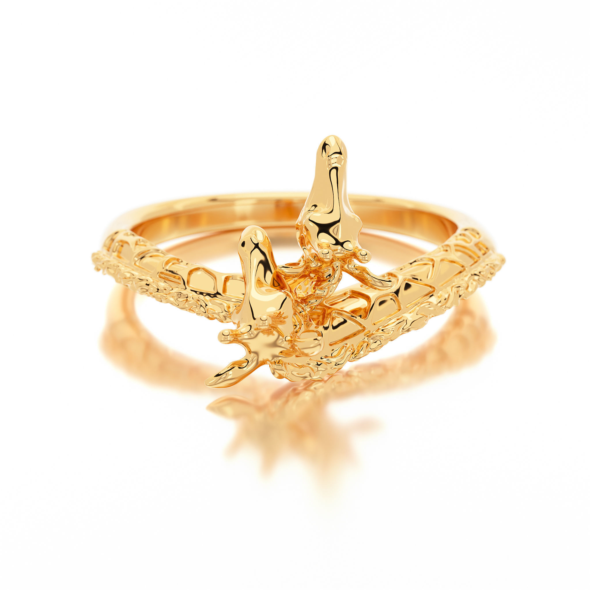 giraffe silver ring 3D print model_11