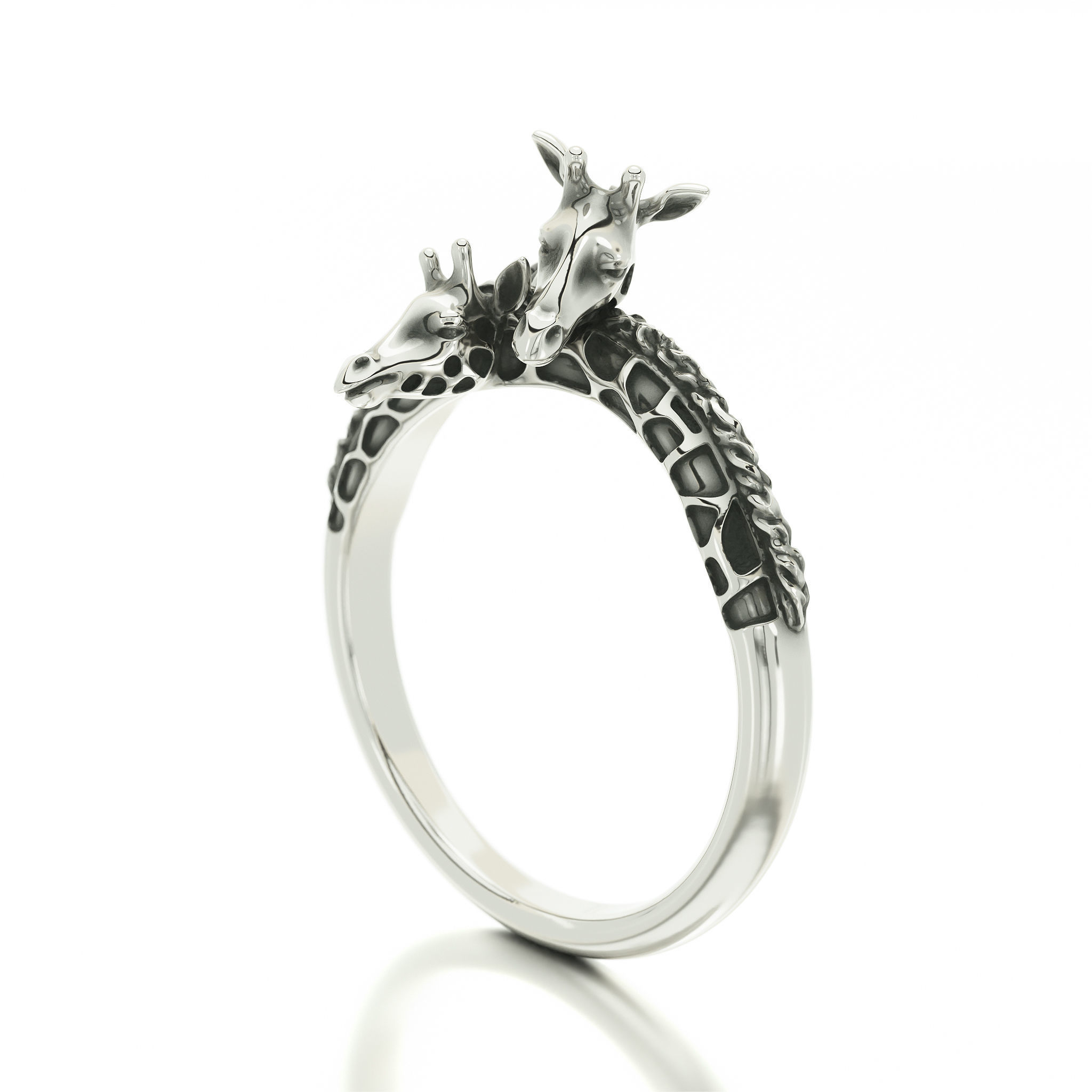 giraffe silver ring 3D print model_2